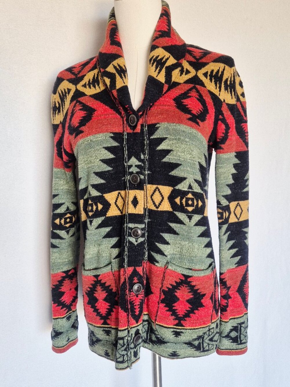 Denim & Supply Ralph Lauren Southwest Aztec Shawl Cardigan Pocket Button